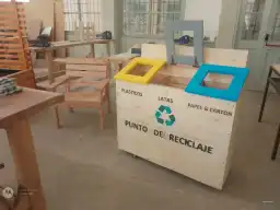 recycling trash with three divisions